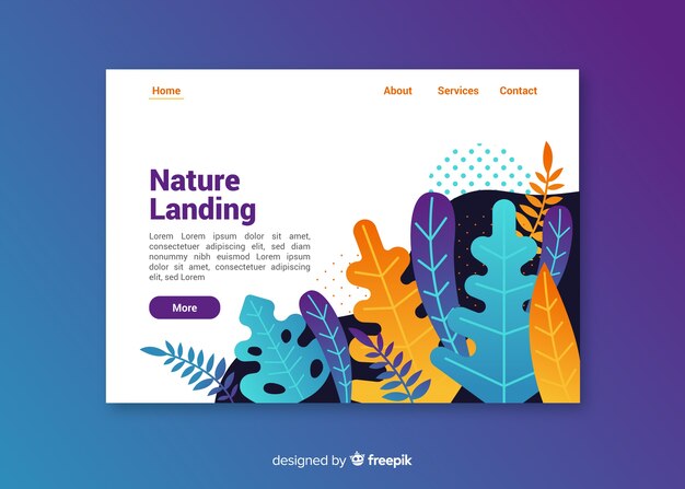 Flat nature landing page template