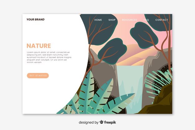 Free vector flat nature landing page template