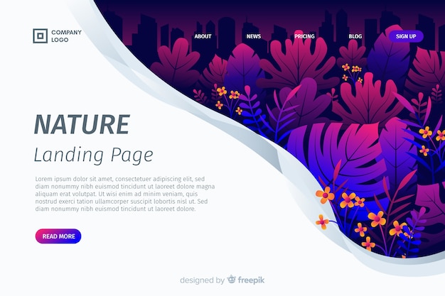 Flat nature landing page template