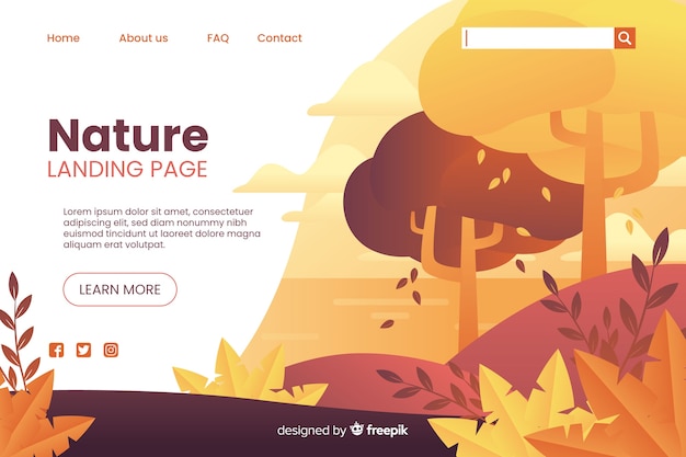 Flat nature landing page template
