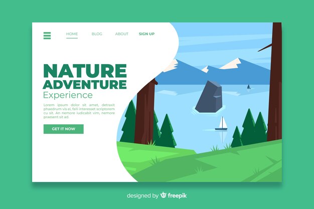 Flat nature landing page template