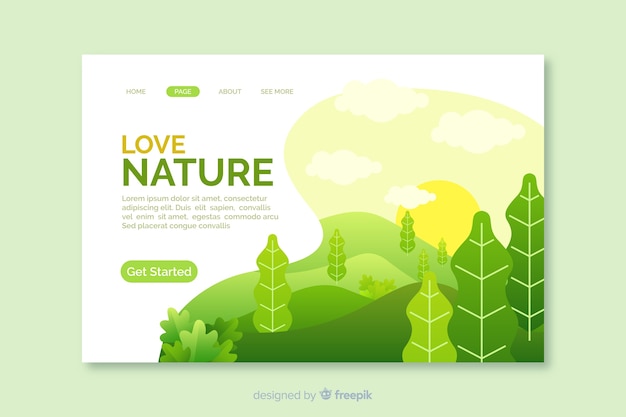 Flat nature landing page template