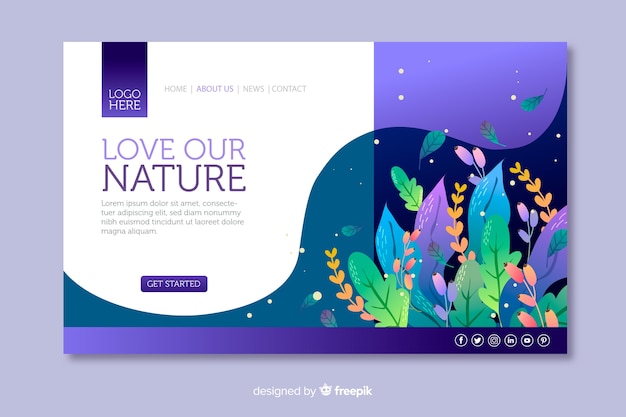 Free vector flat nature landing page template