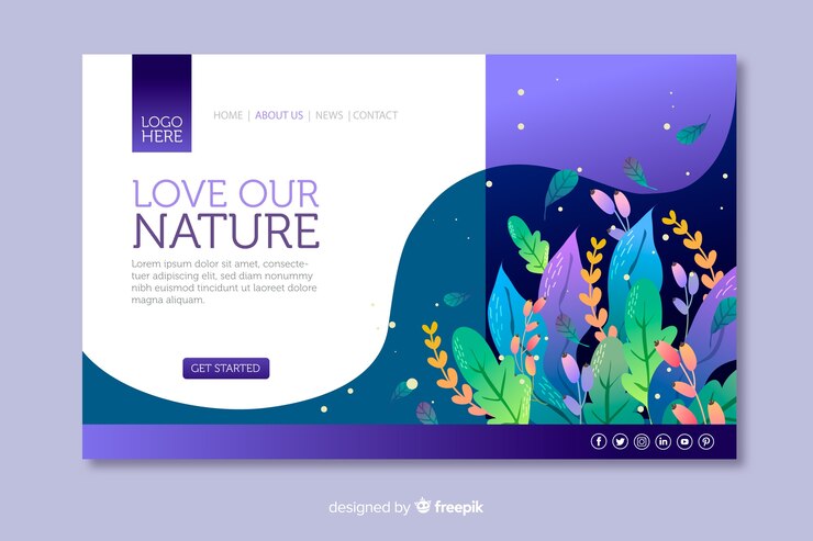 Free Vector flat nature landing page template