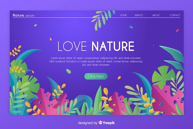 Free vector flat nature landing page template