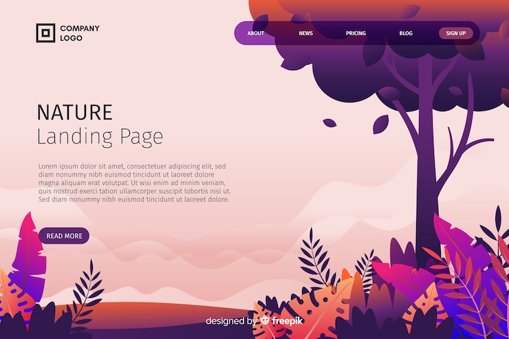 Free Vector flat nature landing page template