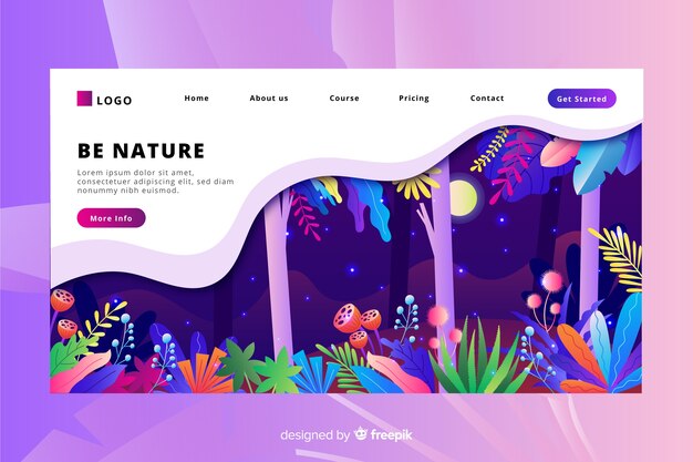 Flat nature landing page template