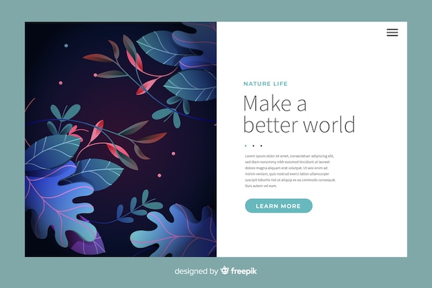 Flat nature landing page template