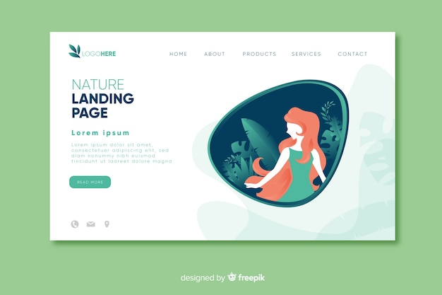 Flat nature landing page template