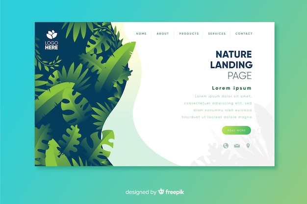 Flat nature landing page template