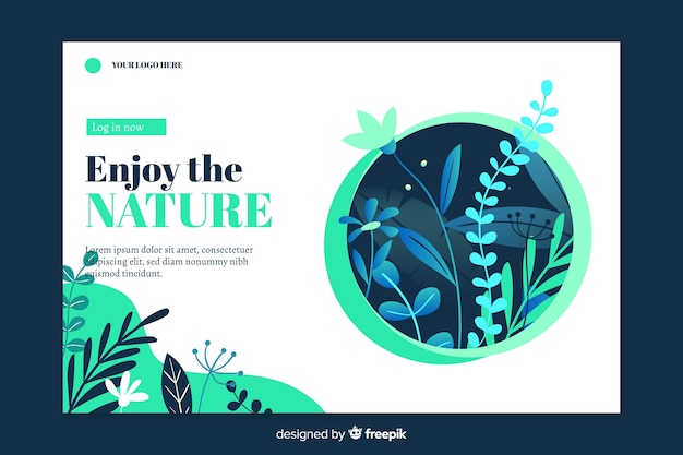 Free vector flat nature landing page template