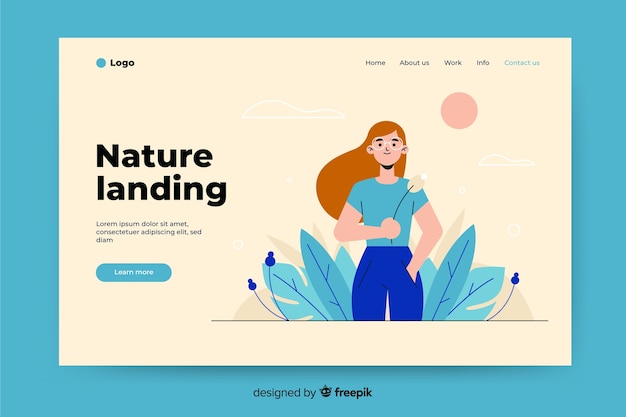 Flat nature landing page template