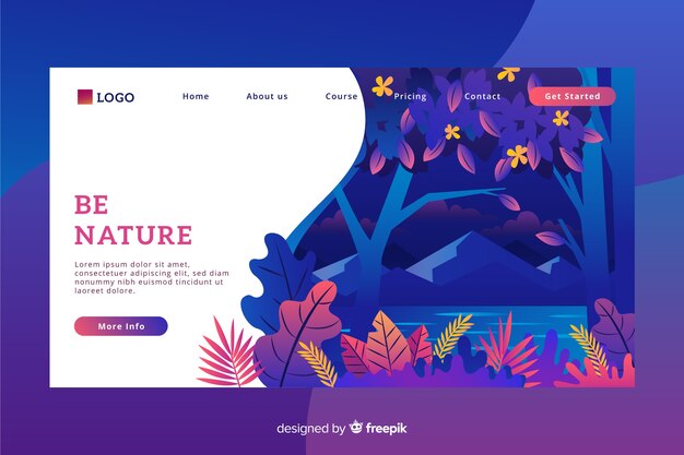 Flat nature landing page template