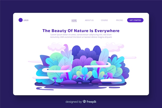 Flat nature landing page template