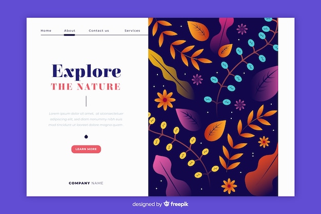 Free vector flat nature landing page template