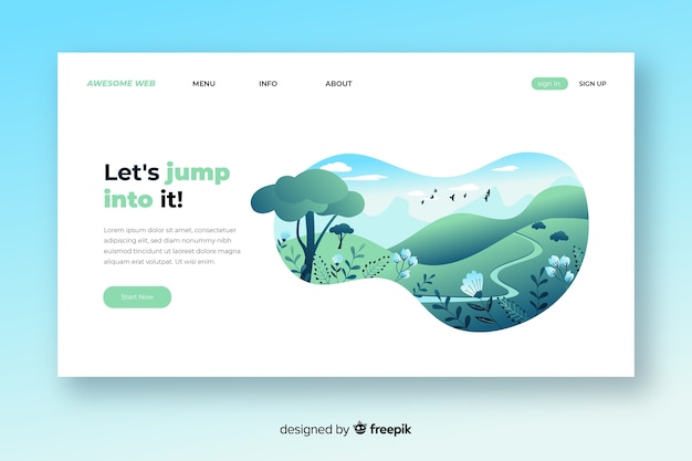 Free vector flat nature landing page template