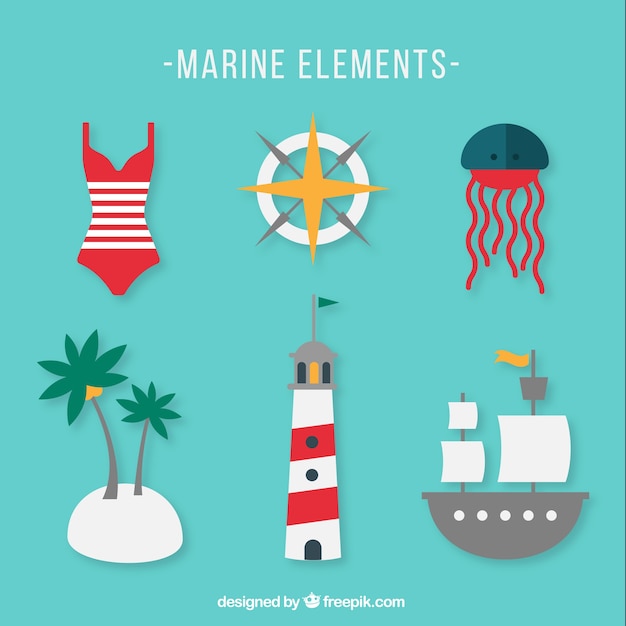 Flat nautical elements set