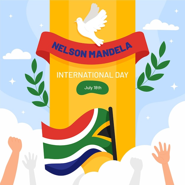 Free vector flat nelson mandela international day illustration