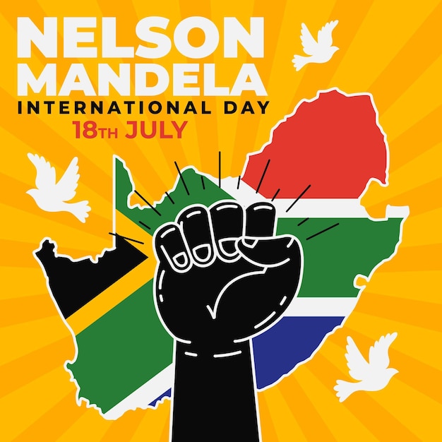 Free vector flat nelson mandela international day illustration