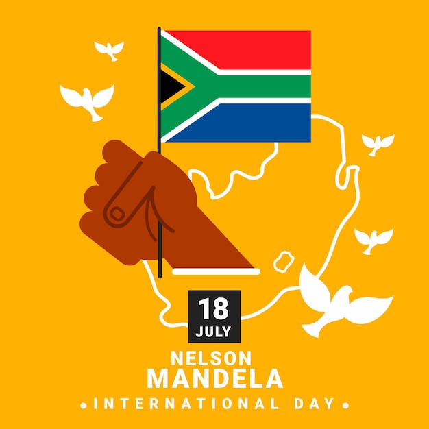 Flat nelson mandela international day illustration