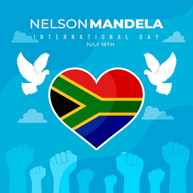 Free vector flat nelson mandela international day illustration