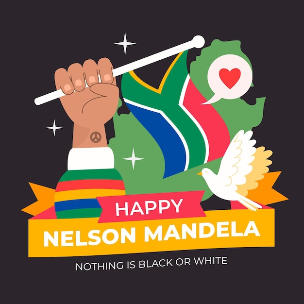 Flat nelson mandela international day illustration