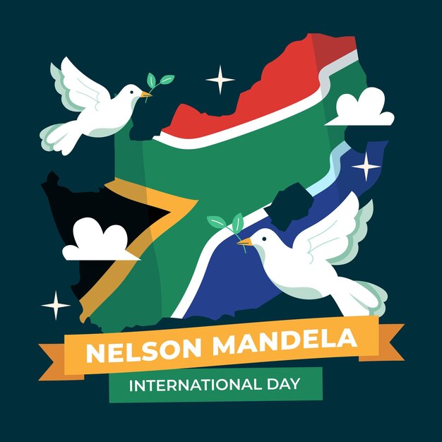 Flat nelson mandela international day illustration