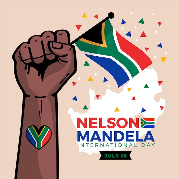 Flat nelson mandela international day illustration