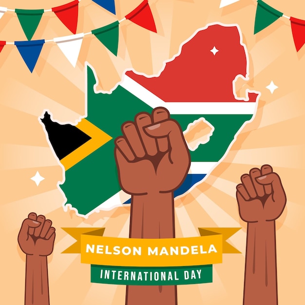 Free vector flat nelson mandela international day illustration