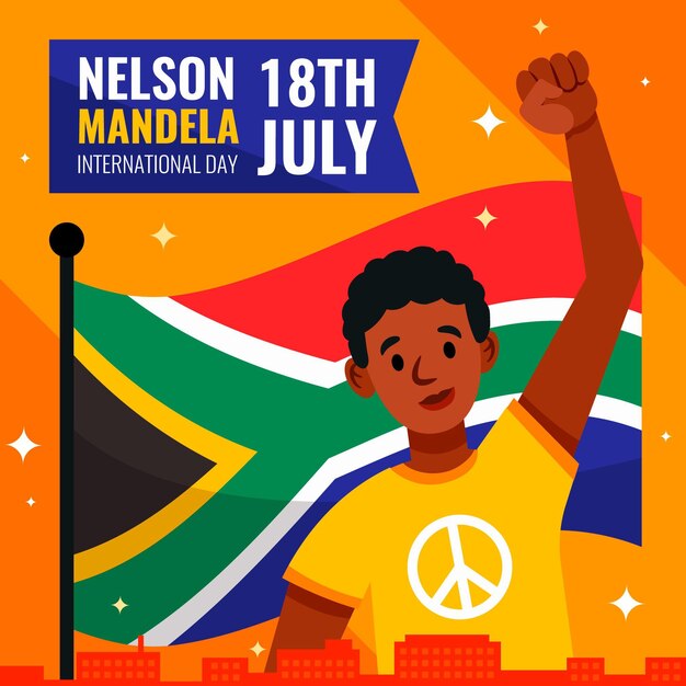 Flat nelson mandela international day illustration