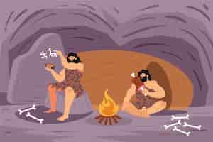 Free vector flat neolithic people illustration