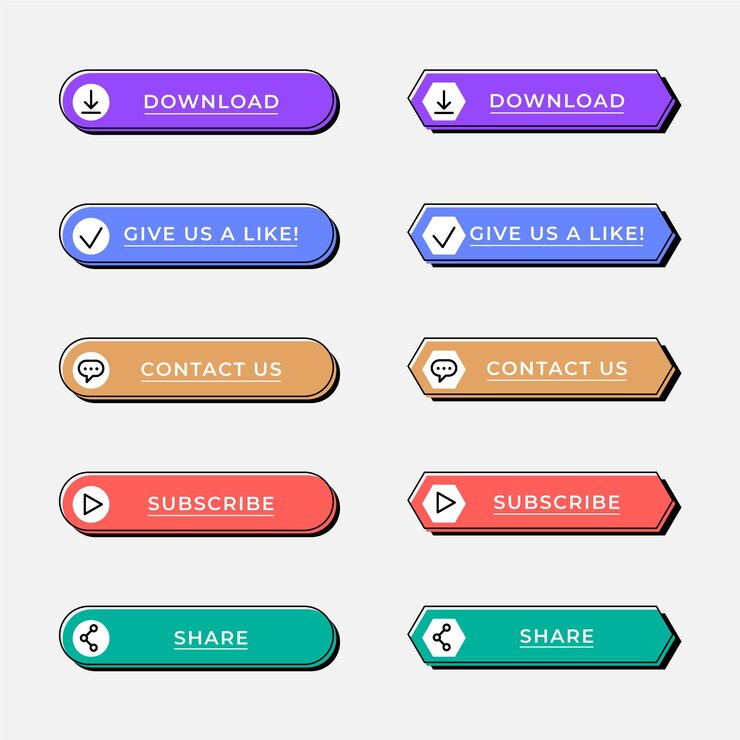 Free Vector flat neon call to action button pack