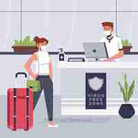 Free vector flat new normal in hotels illustration