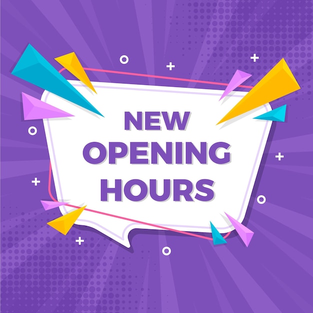 Free vector flat new opening hours sign