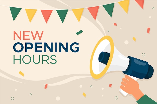 Free vector flat new opening hours sign