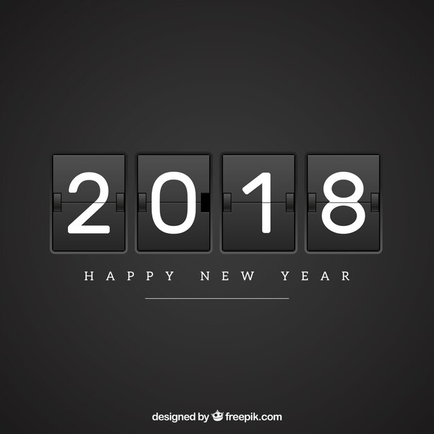 Flat new year 2018 background in black