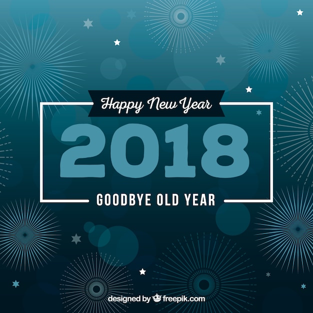 Flat new year 2018 background in blue