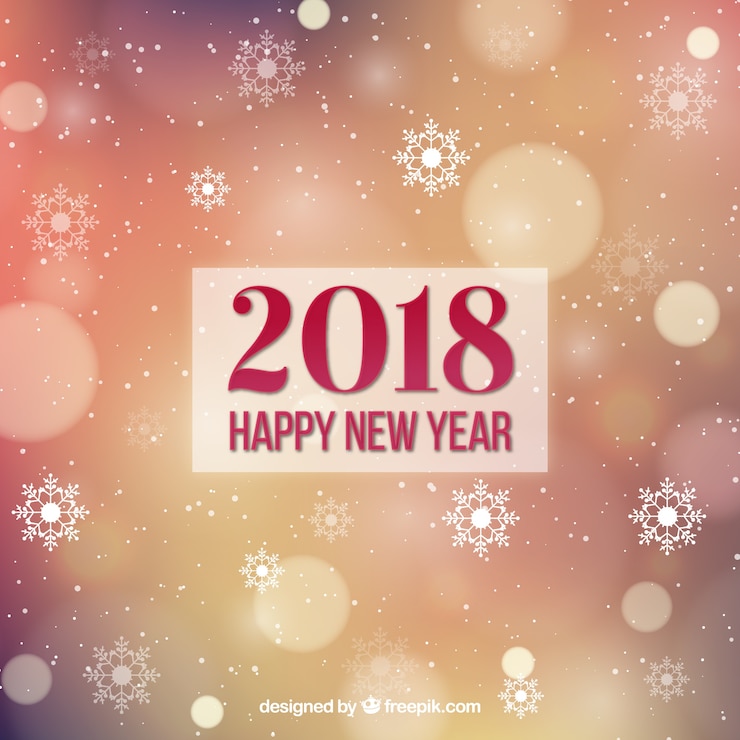 मुफ़्त वेक्टर flat new year 2018 background with snowflakes