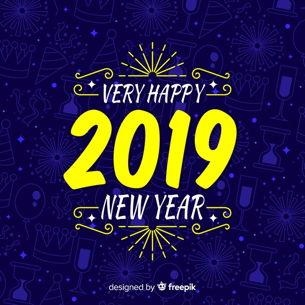 Flat new year 2019 background