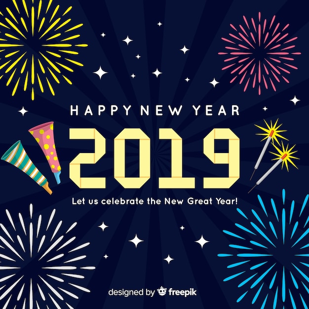 Flat new year 2019 background