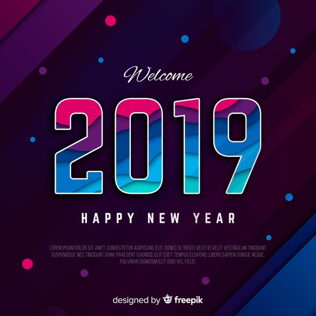 Flat new year 2019 background