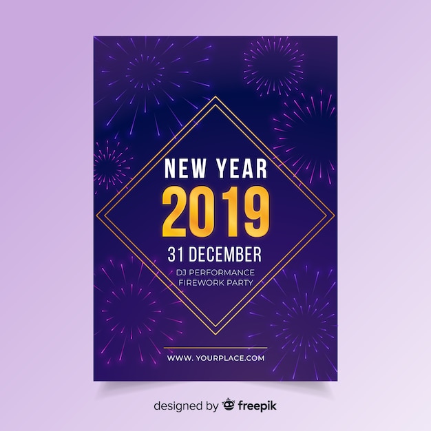 Free vector flat new year 2019 flyer template