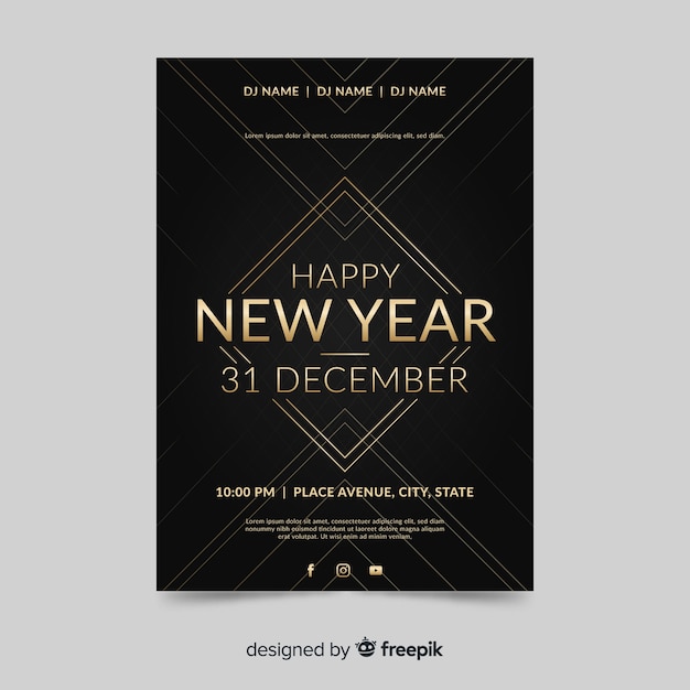 Free vector flat new year 2020 party flyer template