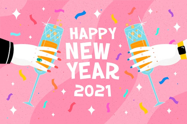 Free vector flat new year 2021 background