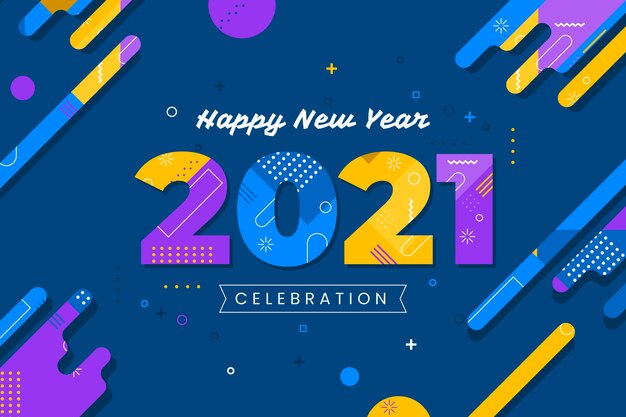 Flat new year 2021 background