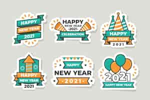 Free vector flat new year 2021 label collection