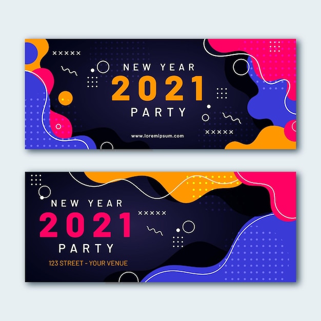 Flat new year 2021 party banners