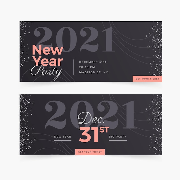 Flat new year 2021 party banners