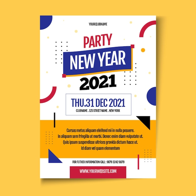 Flat new year 2021 party flyer template