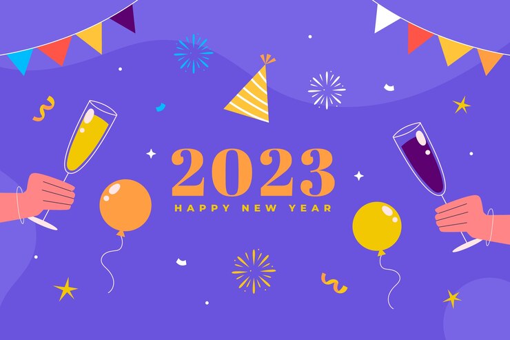 免費 Vector 平坦的新年 2023 年背景